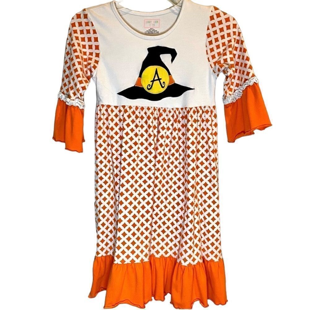 Halloween-Fall Dress with Initial - A - Witch Hat